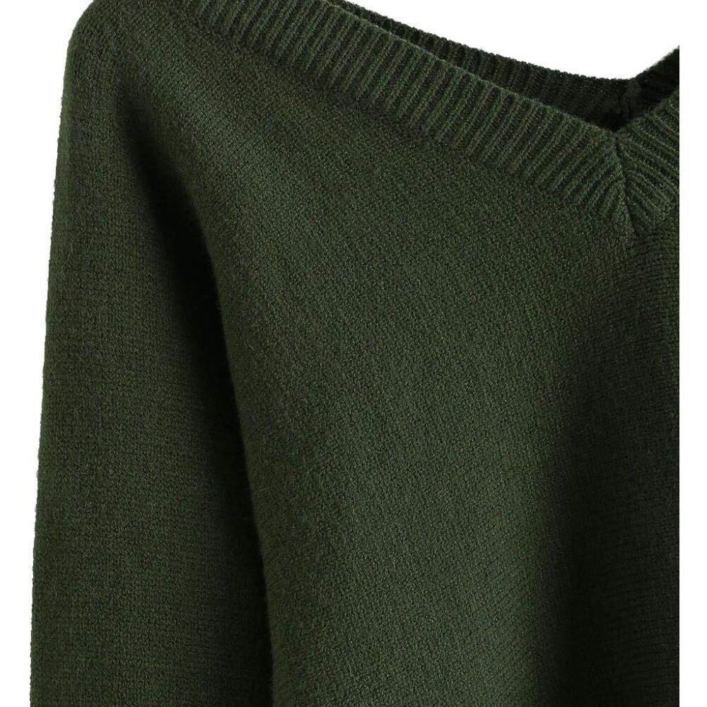 Elegant Lightweight V-Neck Crop Sweater for Women - Long Sleeve Casual Knit - Picture 3 of 6